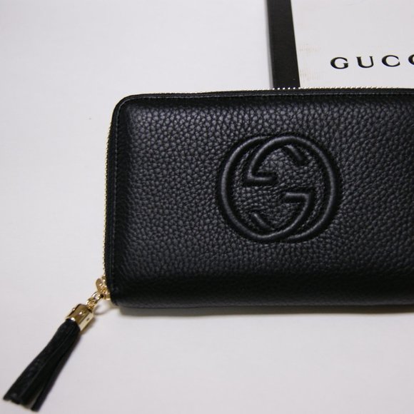 New Gucci Soho Black Leather Unisex Zip Around Wallet Purse - Picture 4 of 7